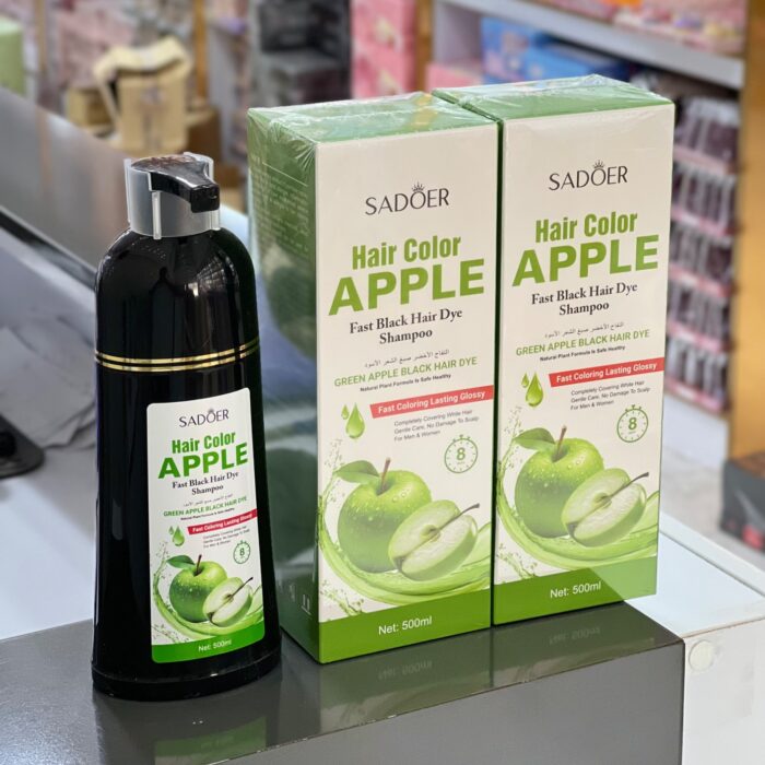 Șampon colorant pentru fire albe negru cu măr verde,
