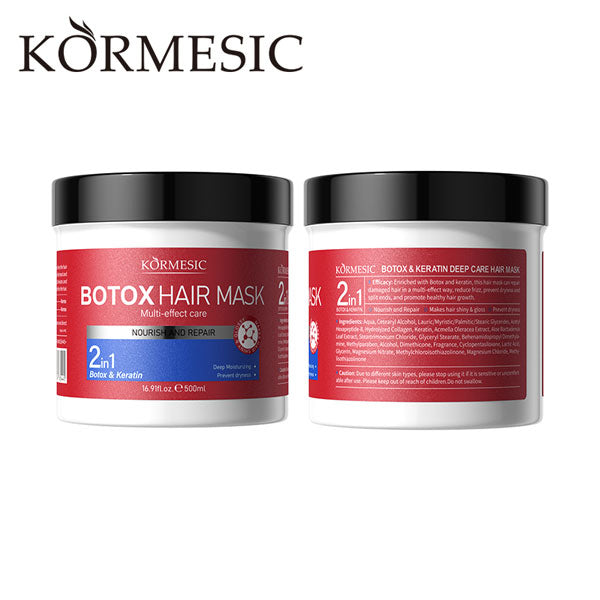 botox pentru par Kormesic Botox Hair Mask Multi-effect care 500ml – borcan roșu cu insert aplicare mască pe păr