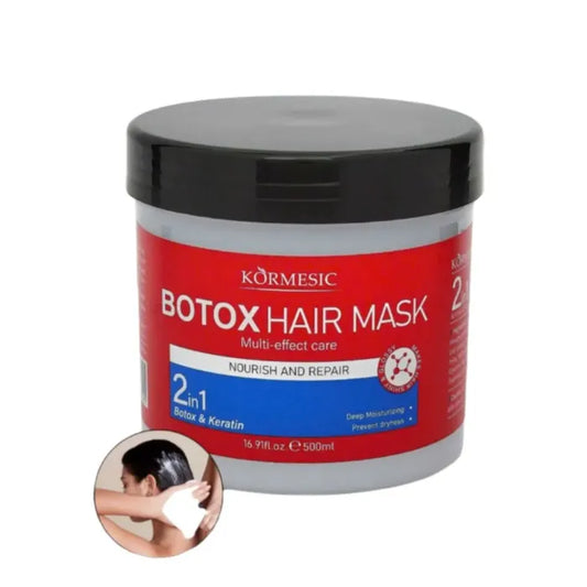 botox pentru par Kormesic Botox Hair Mask 2in1 Botox și Keratin – mască păr Multi-effect care Nourish and Repair 500ml față și spate