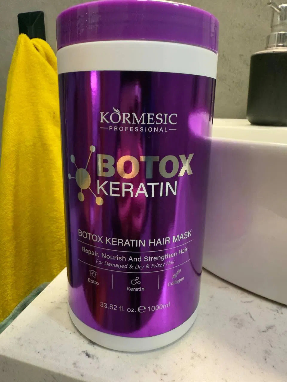 Kormesic Botox Keratin 1000ml – mască botox pentru păr deteriorat și uscat