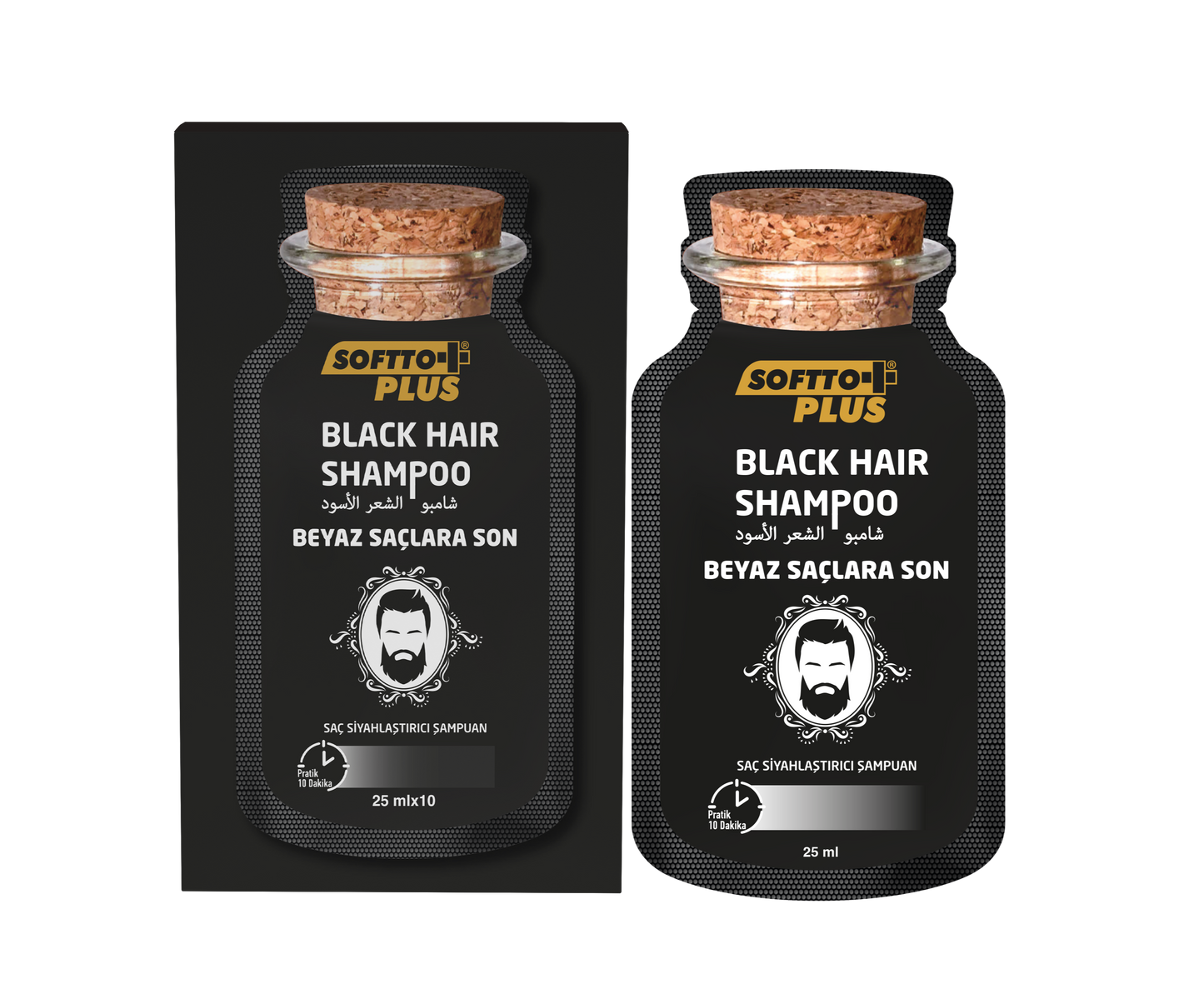 Șampon colorant pentru fire albe – nuanță Negru Închis - 10x25ml