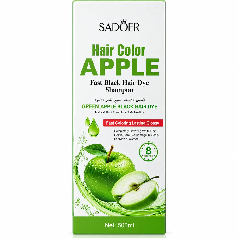 Șampon Colorant pentru fire albe cu Măr Verde – Negru, 500 ml