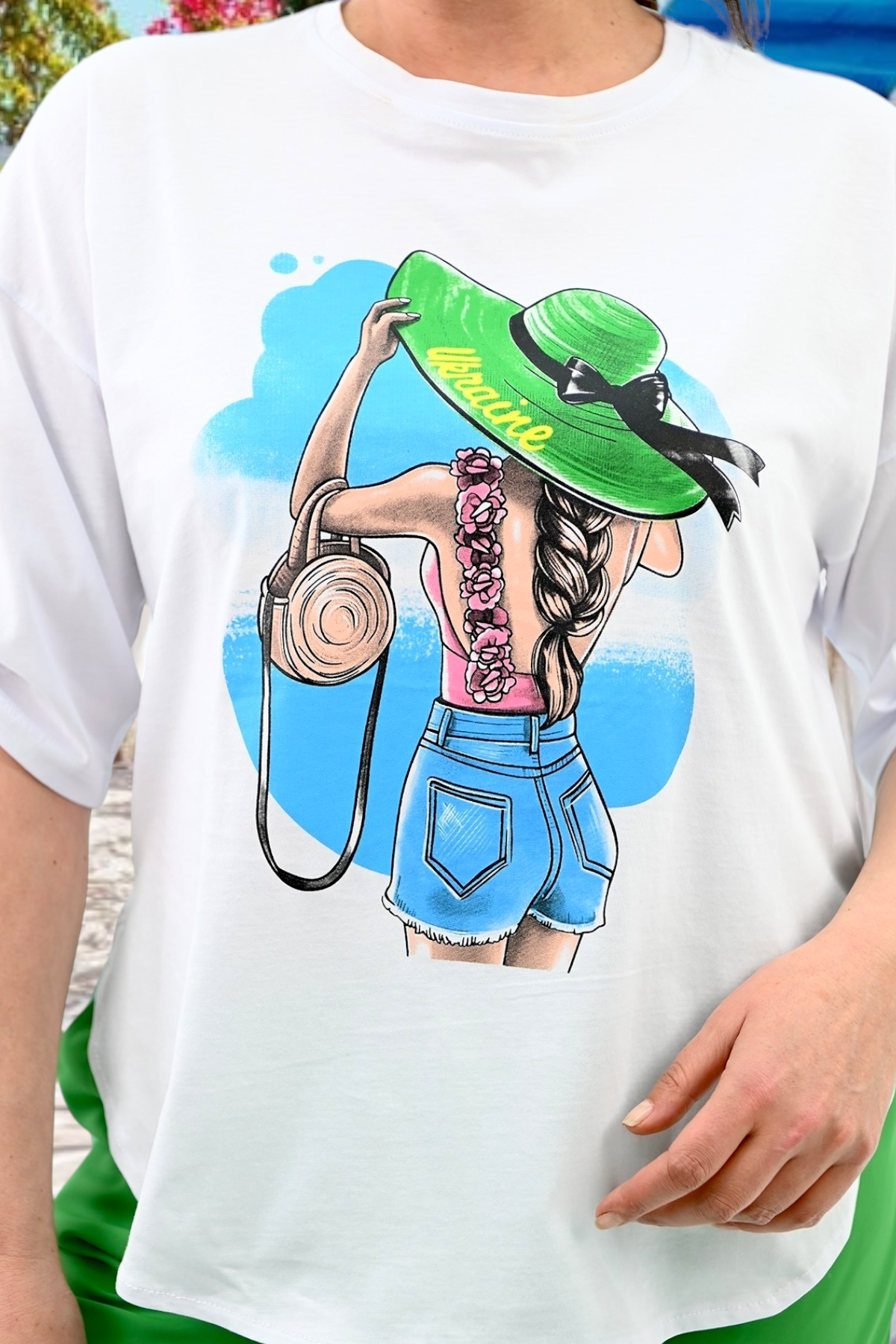 Compleu pantaloni si bluza cu imprimeu