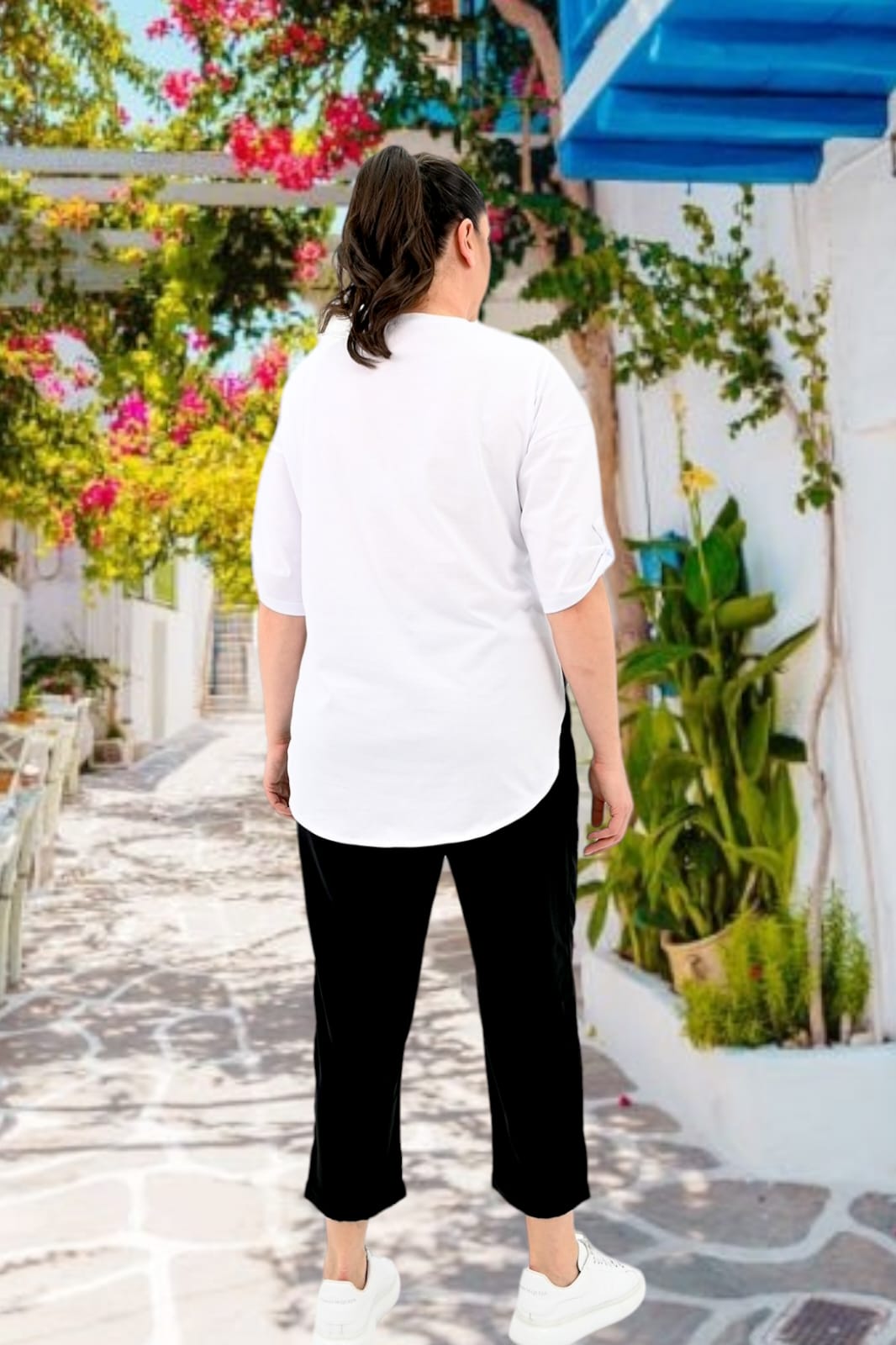 Compleu pantaloni si bluza cu imprimeu
