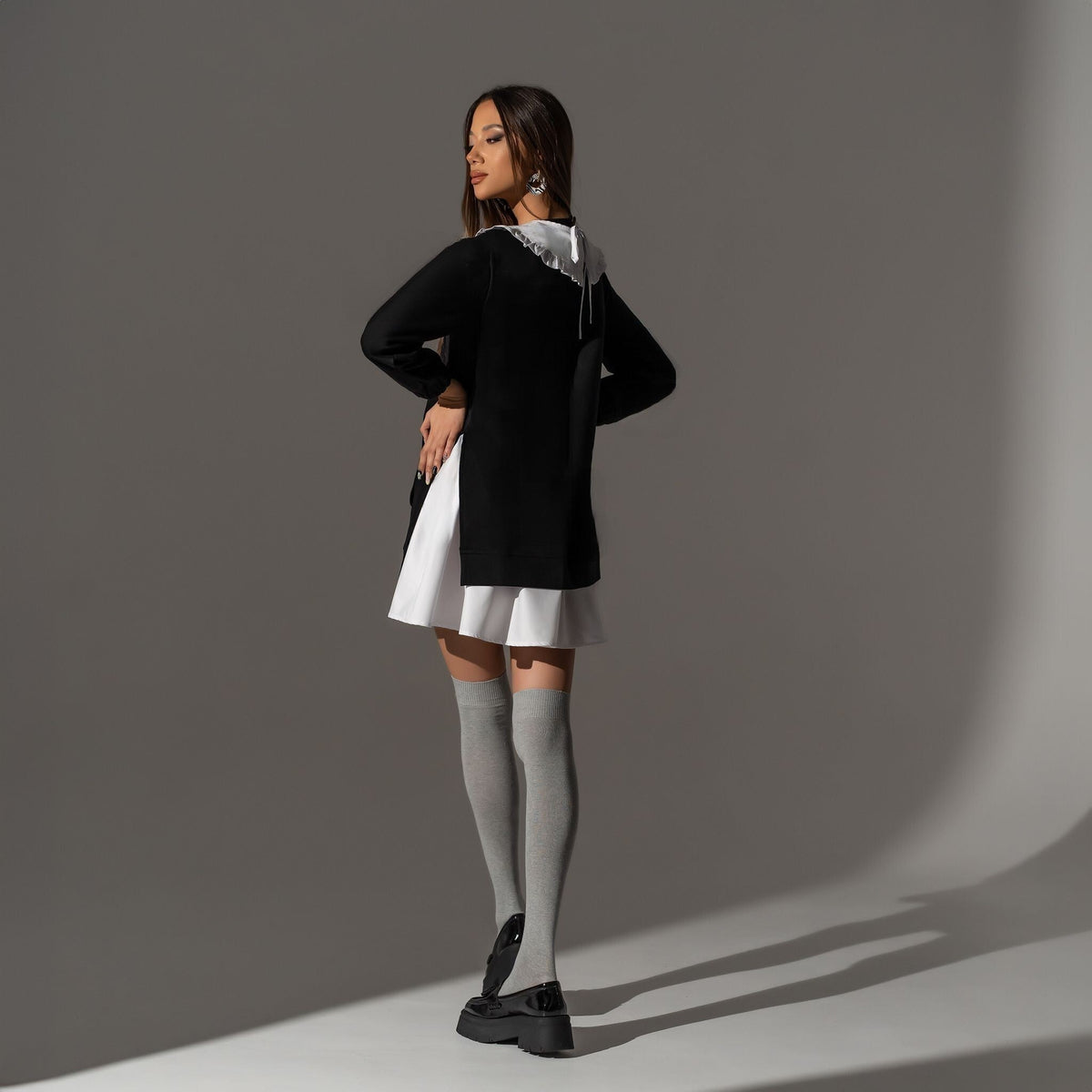 Rochie hanorac cu insertii tip camasa detasabile