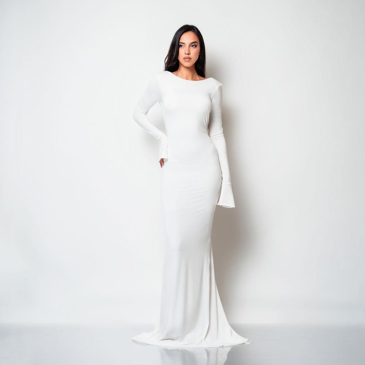 Rochie lunga neagra din bumbac de cocktail cu spatele gol si drapaje Luna - Tratamente pentru par Lenjerie sexy