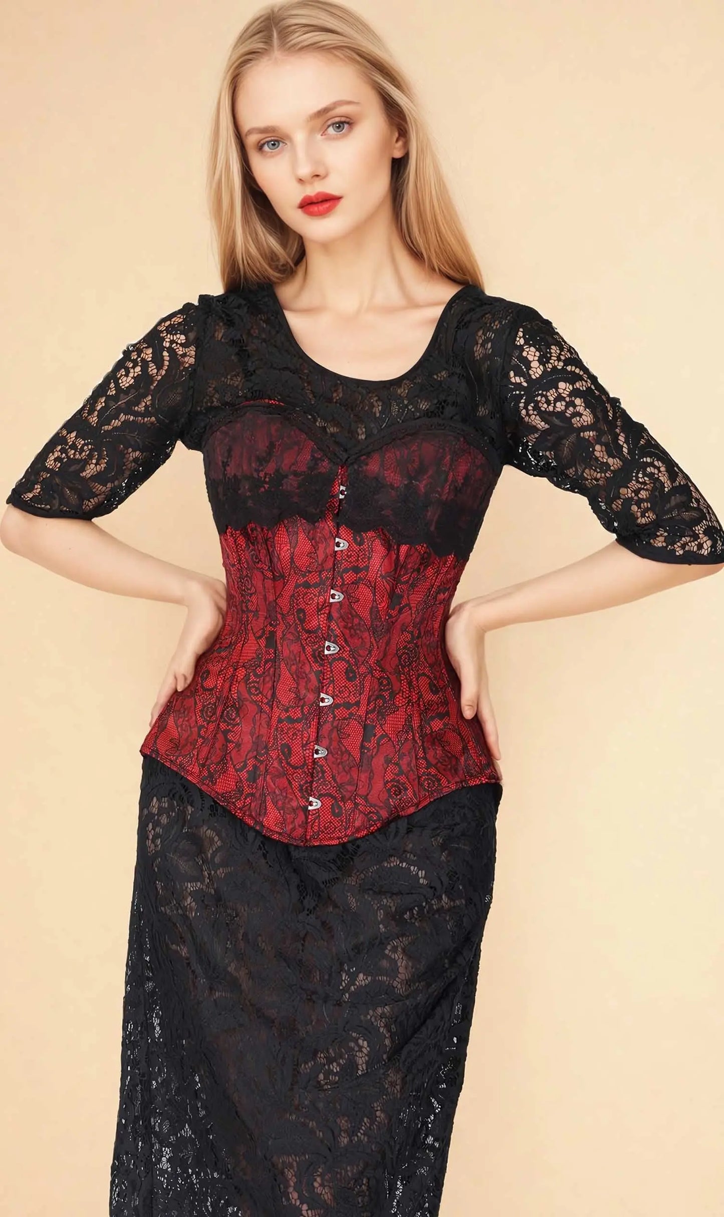 Corset Hydee Red Overbust – Eleganță și Siluetă Perfect Conturată