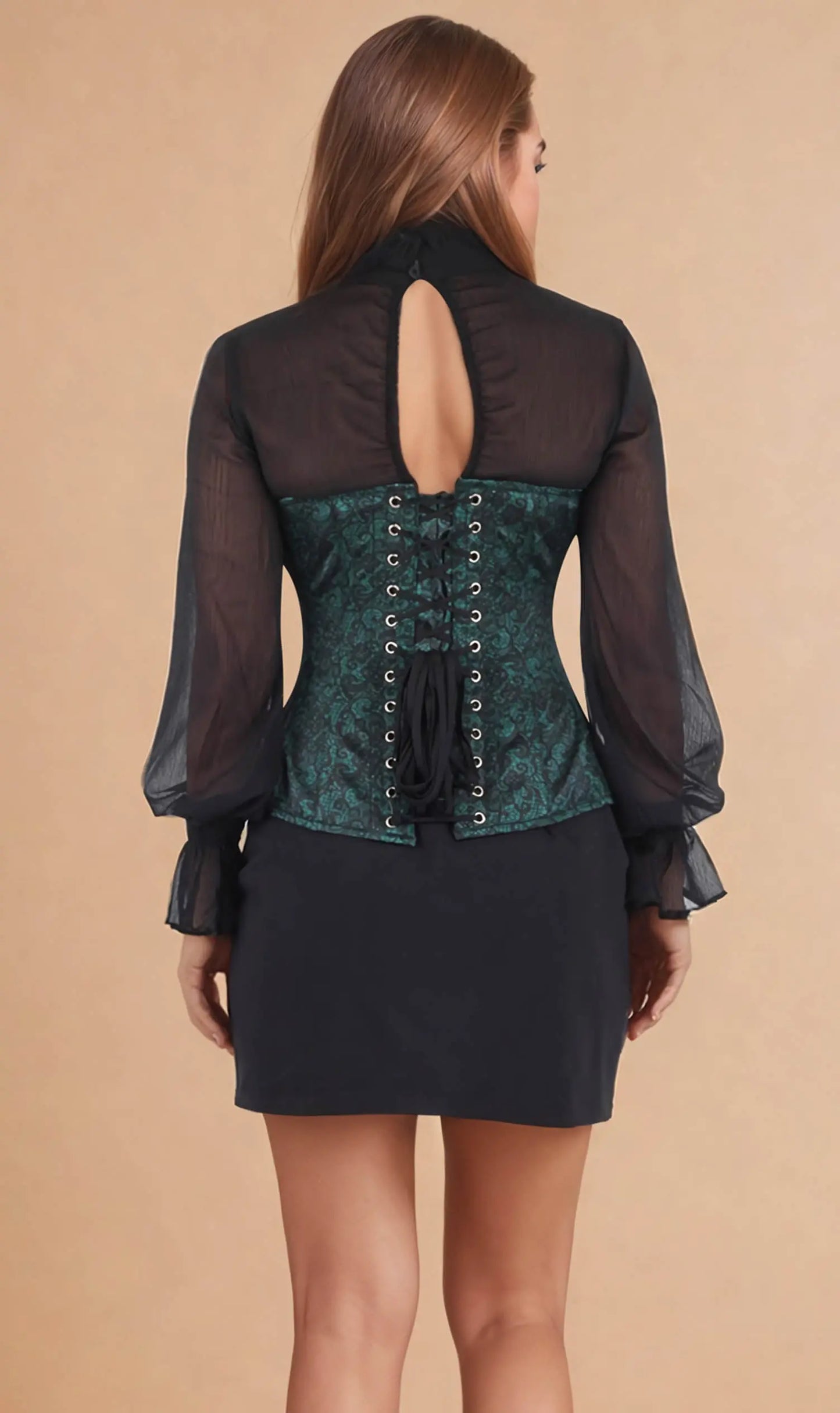 Corset Kahnay Green Overbust din Satin – Eleganță și Talie Perfect Conturată