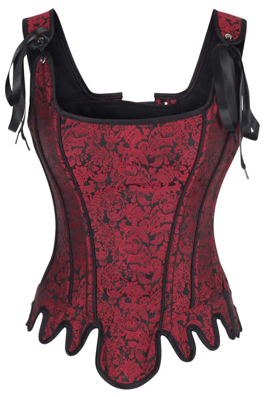 Charity Maroon – Corset Overbust din Brocart