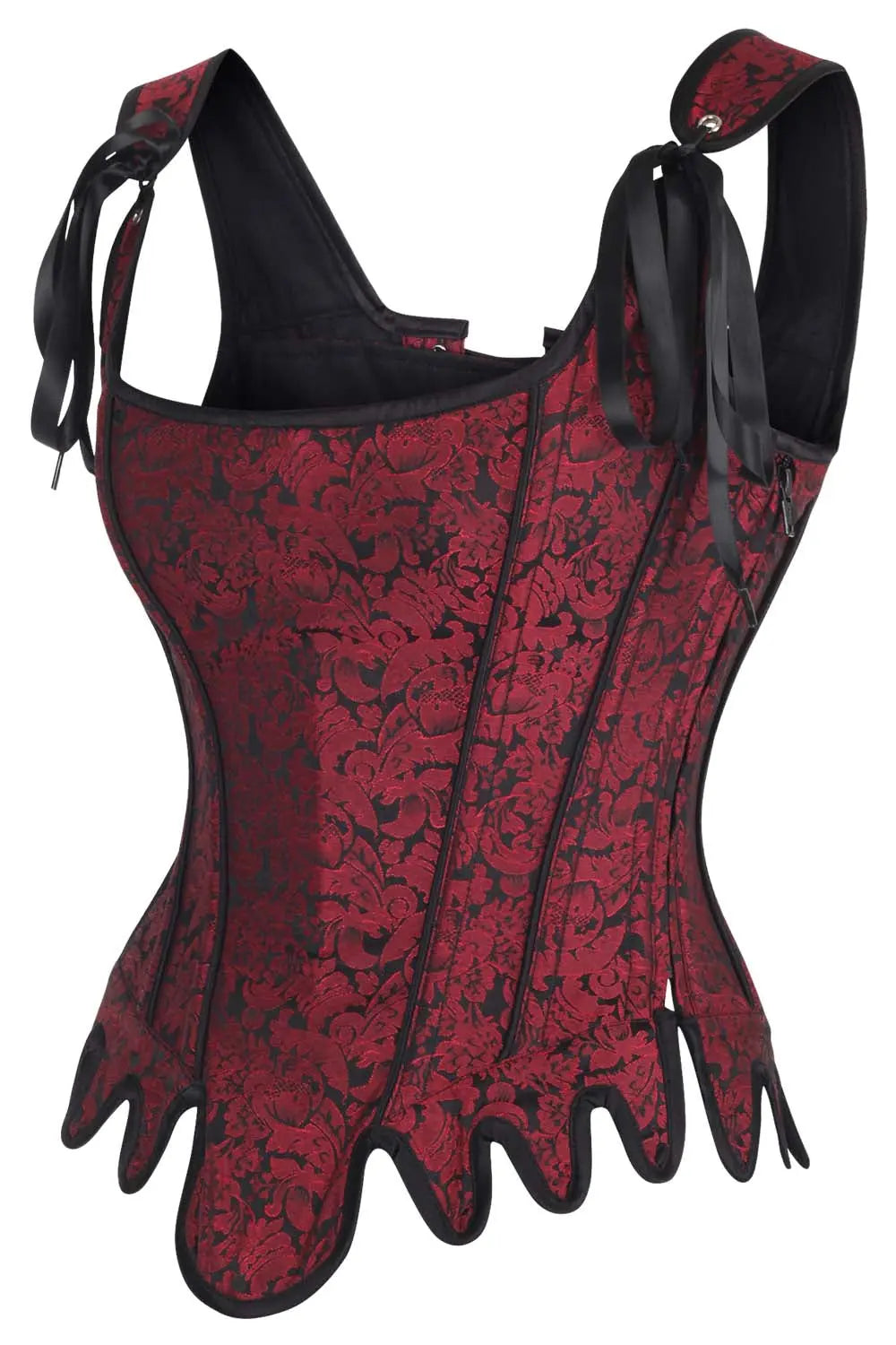 Charity Maroon – Corset Overbust din Brocart