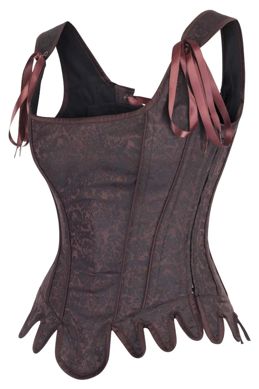 Corset Overbust Kianna Brown din Brocart – Eleganță, Susținere și Siluetă Perfectă