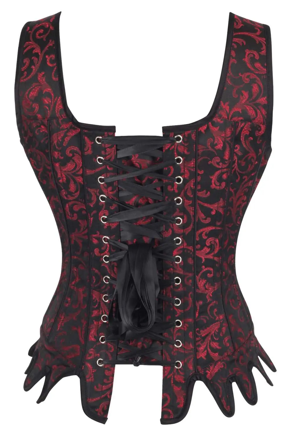 Corset Overbust Oaklen din Brocart Vișiniu – Eleganță și Definire Perfectă a Siluetei