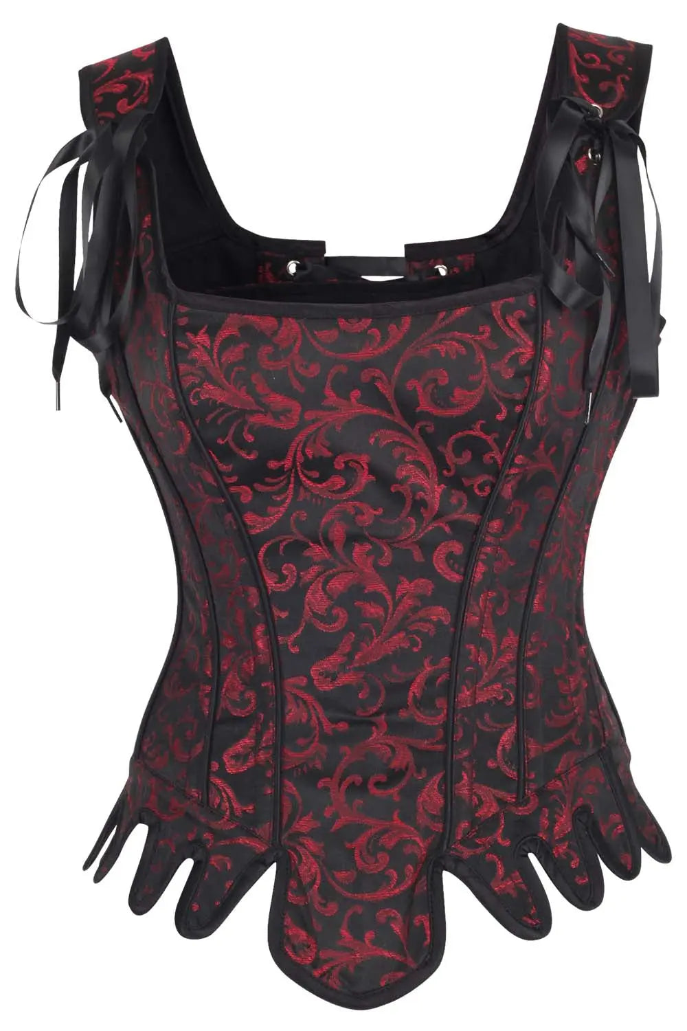 Corset Overbust Oaklen din Brocart Vișiniu – Eleganță și Definire Perfectă a Siluetei