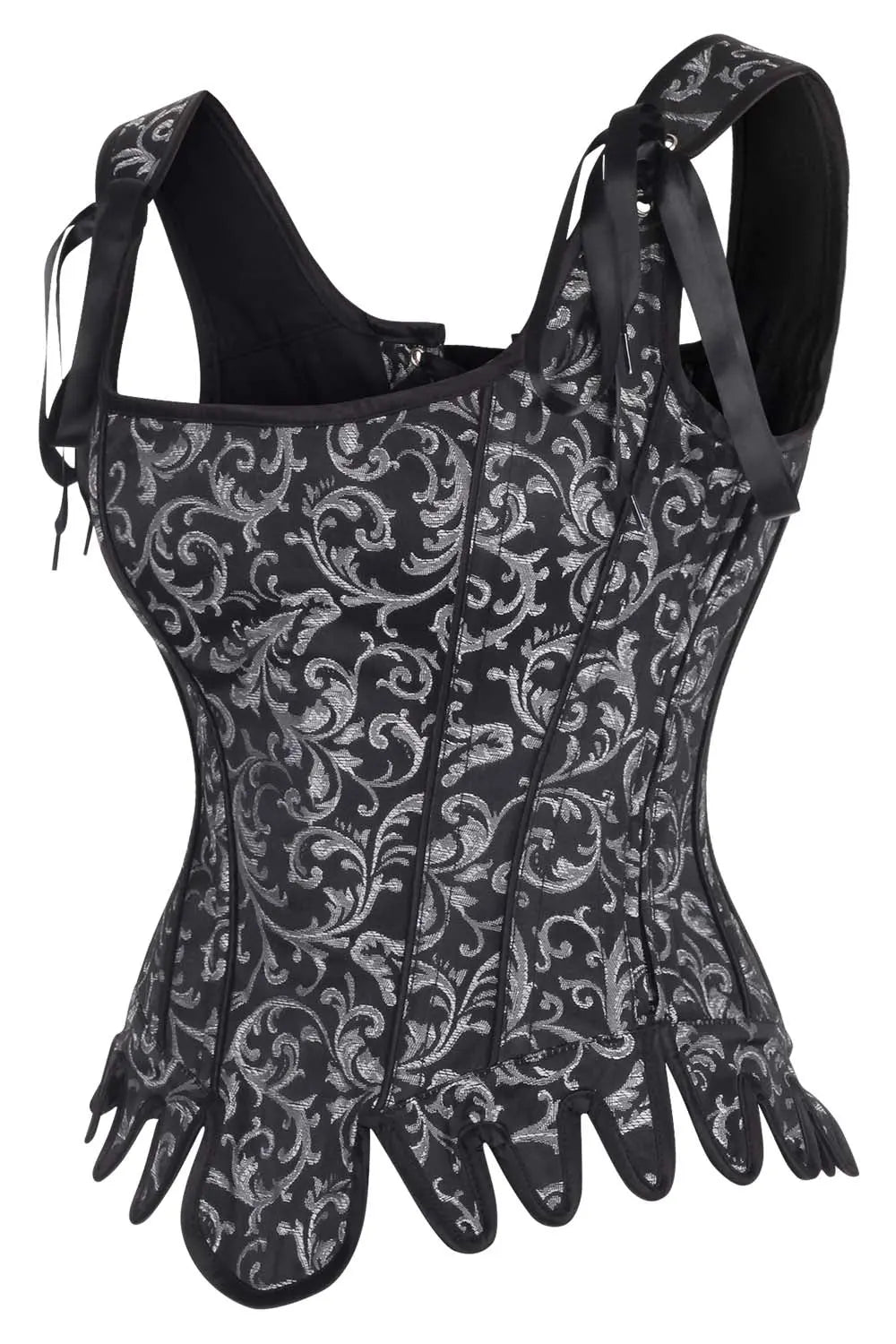 Corset Overbust Blayke din Brocart Argintiu – Stil Elegant și Susținere Premium