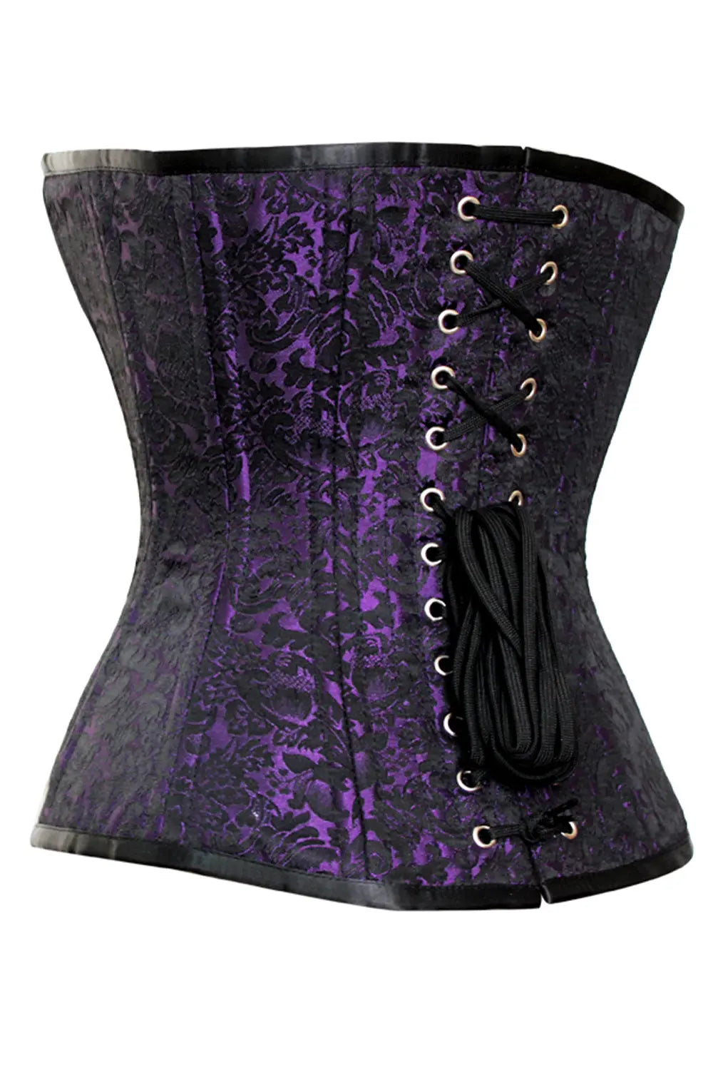 Corset Celsa Overbust Purple Brocade Waist Training – Eleganță Regală și Talie Sculptată