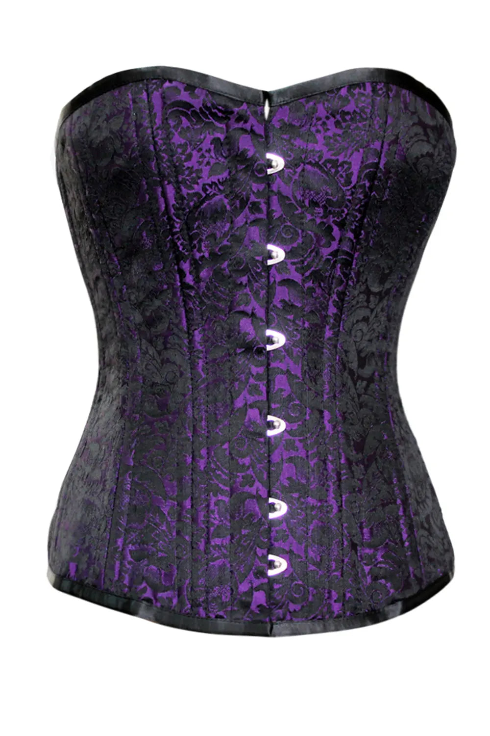 Corset Celsa Overbust Purple Brocade Waist Training – Eleganță Regală și Talie Sculptată