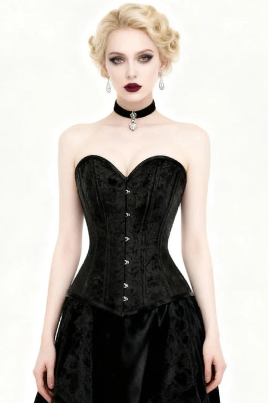 Corset Shellee Overbust Waist Training Black – Eleganță Gothic și Talie Perfect Conturată