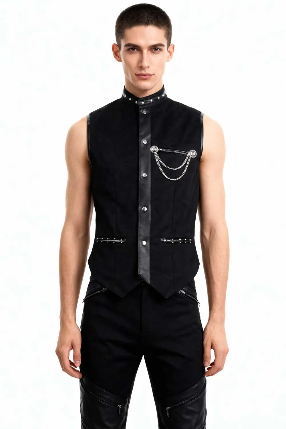 Ellayne Gothic Corset Bărbați – Vesta Corset Waist Coat în Bumbac Negru