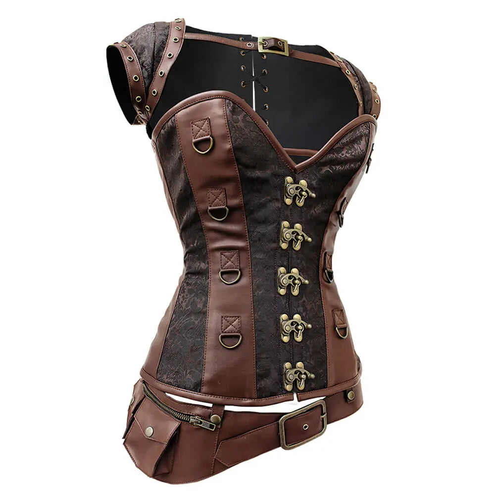 Corset Steampunk Overbust Lazare cu Curea Detașabilă