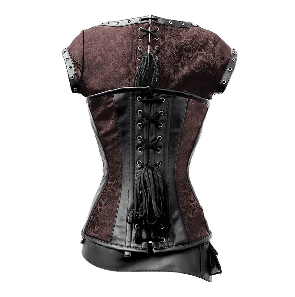 Corset Overbust Steampunk Reyna cu Curea Detașabilă