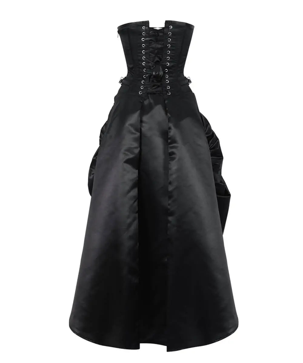 Rochie Corset Steampunk Katinka Black Satin Overbust