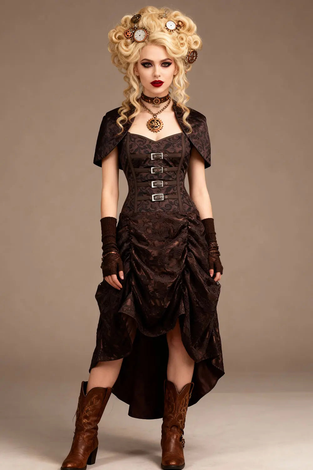 Rochie Corset Raleigh Steampunk Overbust cu Shrug – Eleganță Victoriană și Stil Dramatic