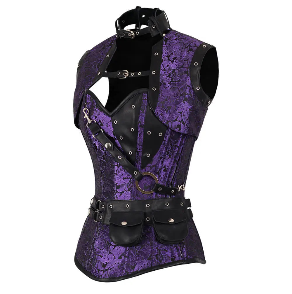 Markos Purple Steampunk Overbust Corset with Shrug