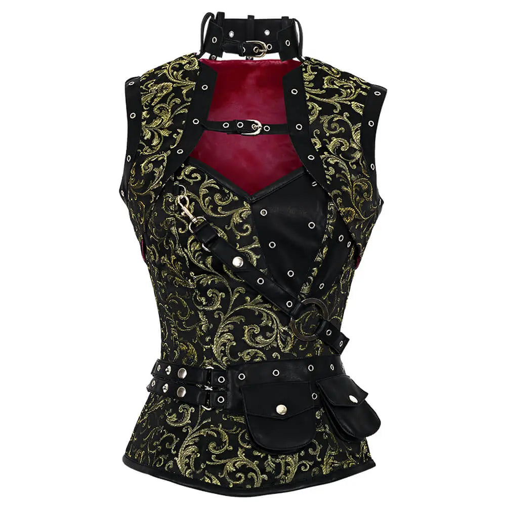 Hallil Steampunk Brocade Corset with Shrug
