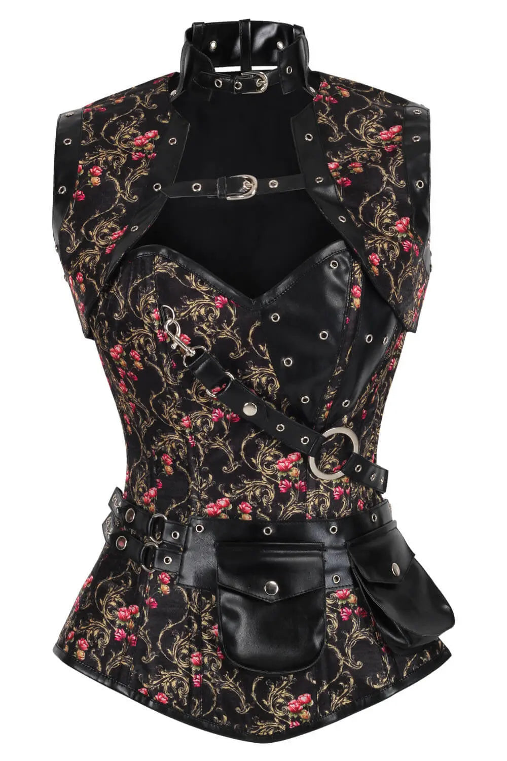 Corset Vennessa Steampunk Baroque Red Rose Overbust