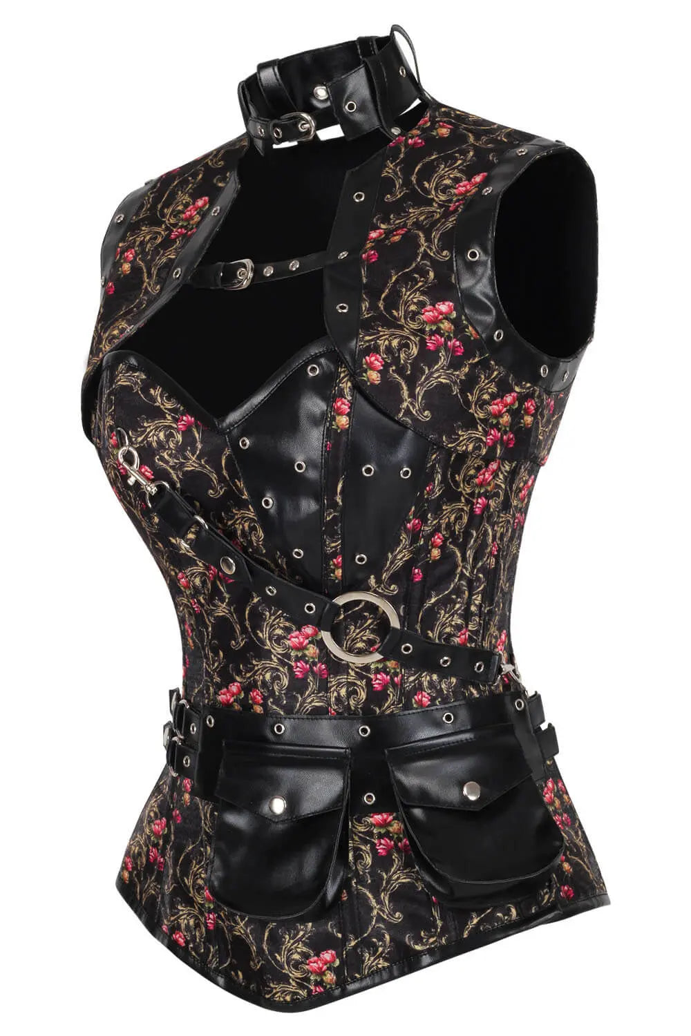 Corset Vennessa Steampunk Baroque Red Rose Overbust