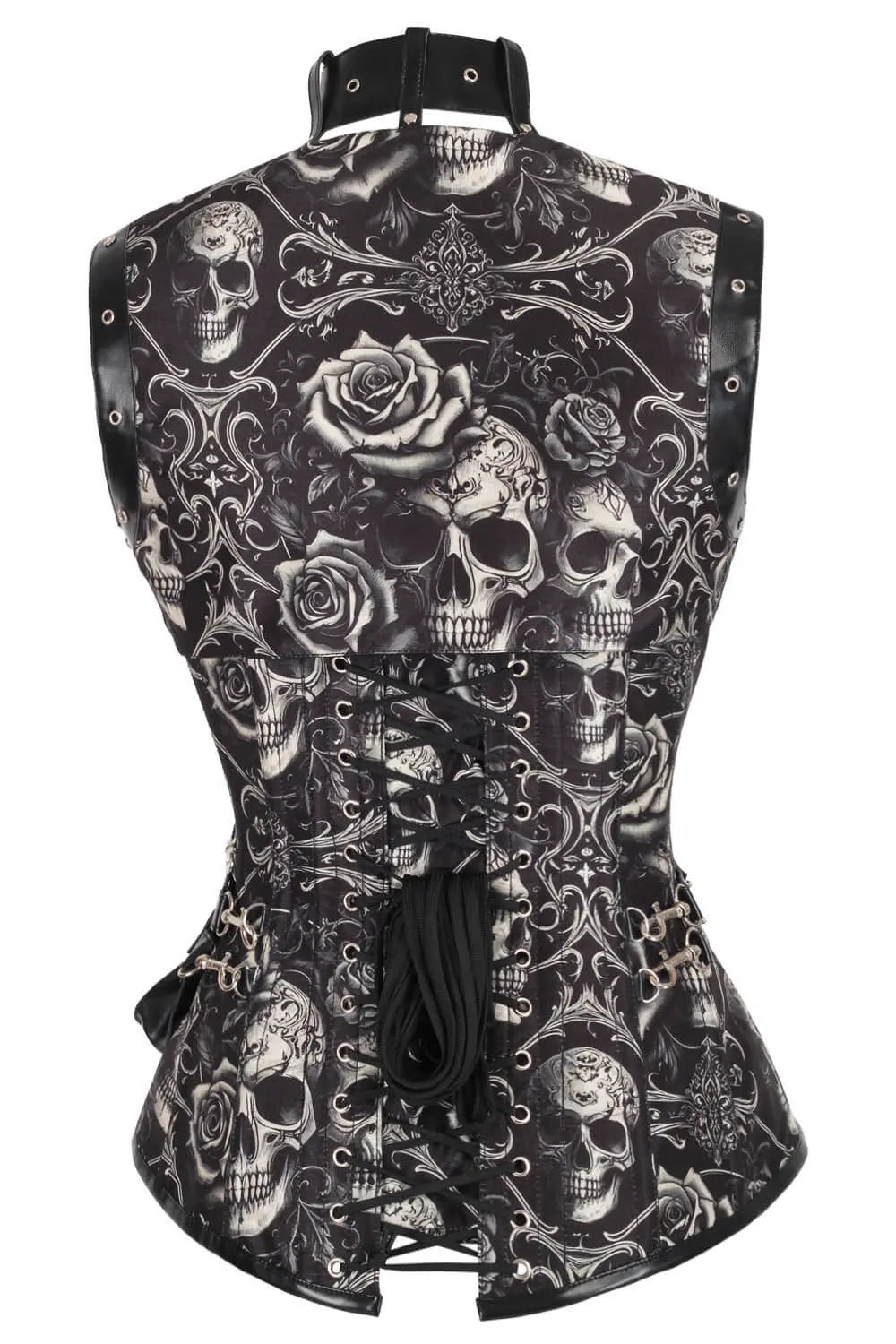Corset Kionah Skull Baroque Scrollwork Overbust – Corset rafinament gotic și stil baroc sofisticat