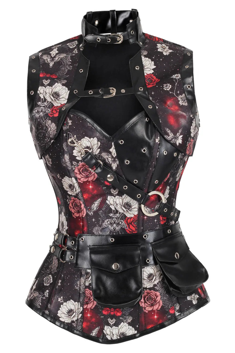 Corset Kinsee Butterfly & Floral Overbust cu Shrug – Stil Steampunk