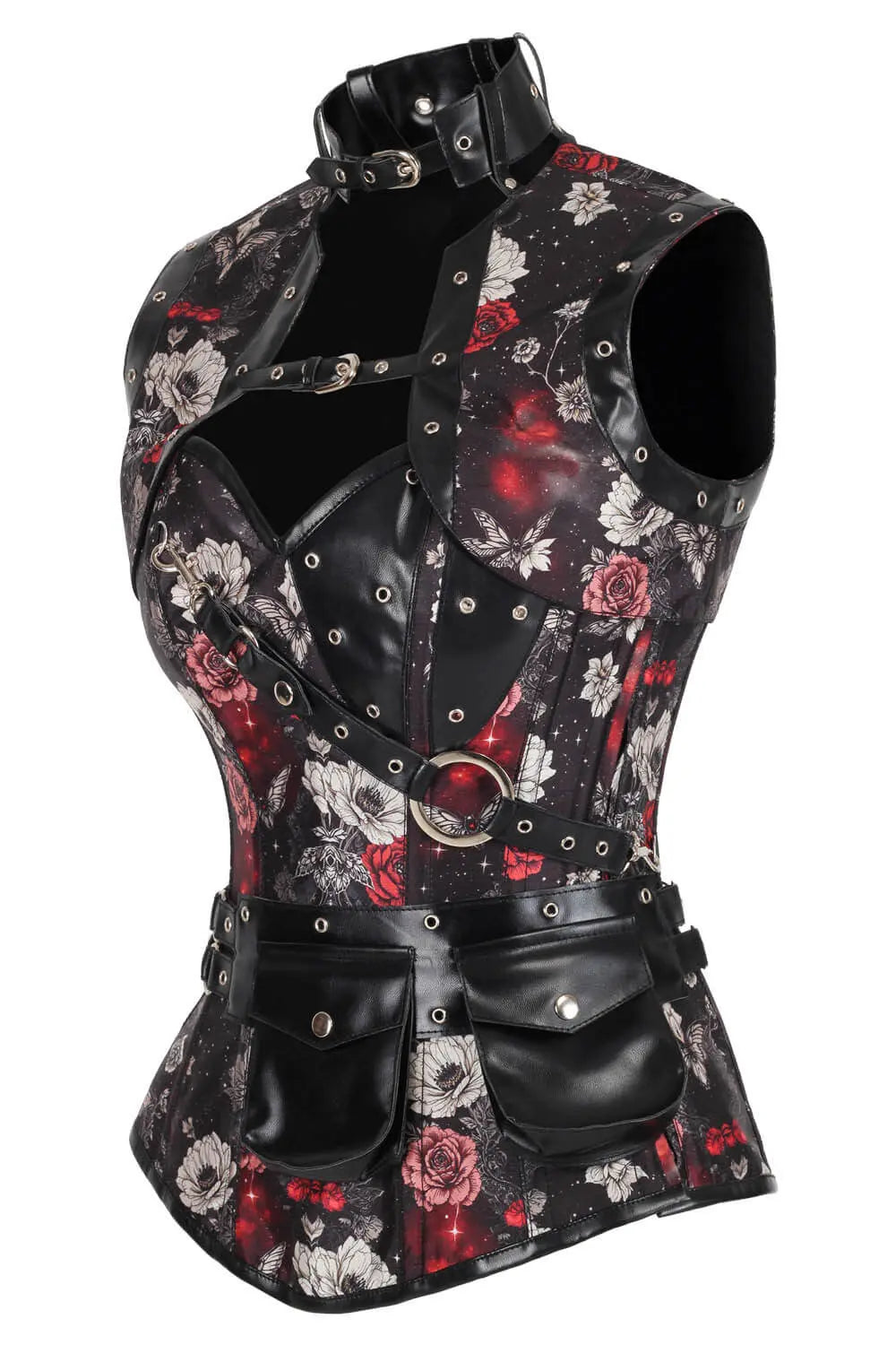 Corset Kinsee Butterfly & Floral Overbust cu Shrug – Stil Steampunk