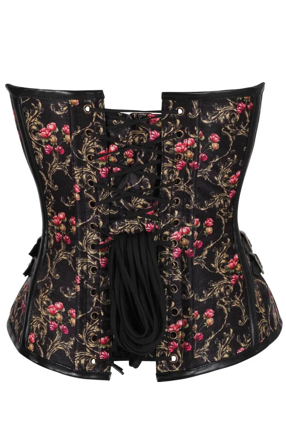 Corset Sabryn Golden Scrollwork Floral Overbust – Stil Steampunk cu Accente Baroc