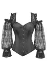 Corset Natoya Overbust din satin cu mâneci din dantelă – eleganță dramatică și siluetă sculptată