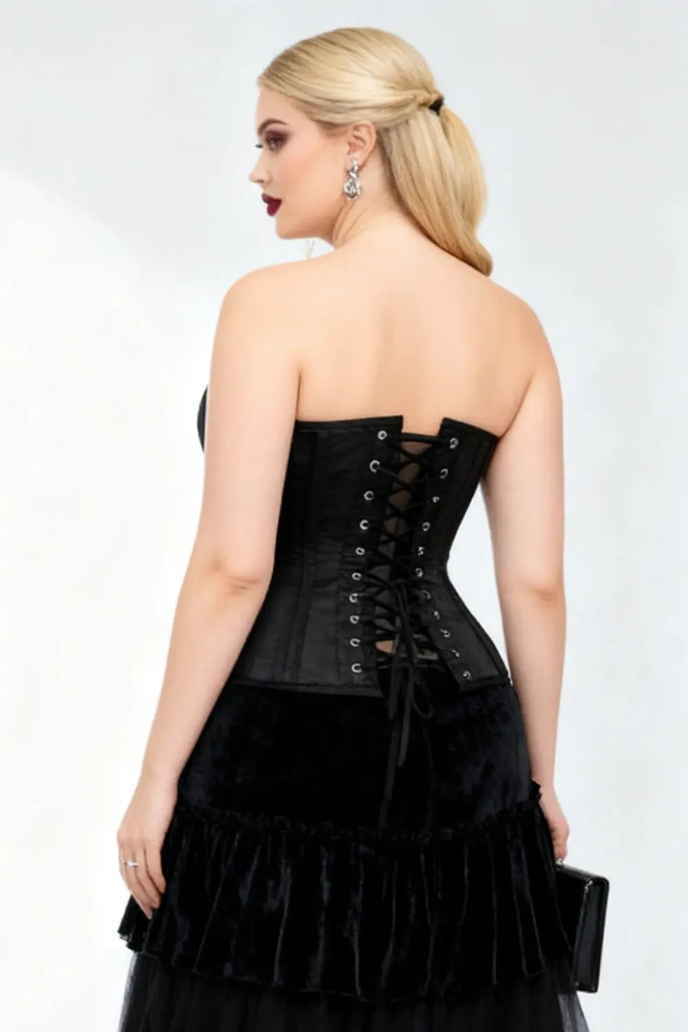 Corset Overbust Marise Black Satin – CWSALE (BC-002)