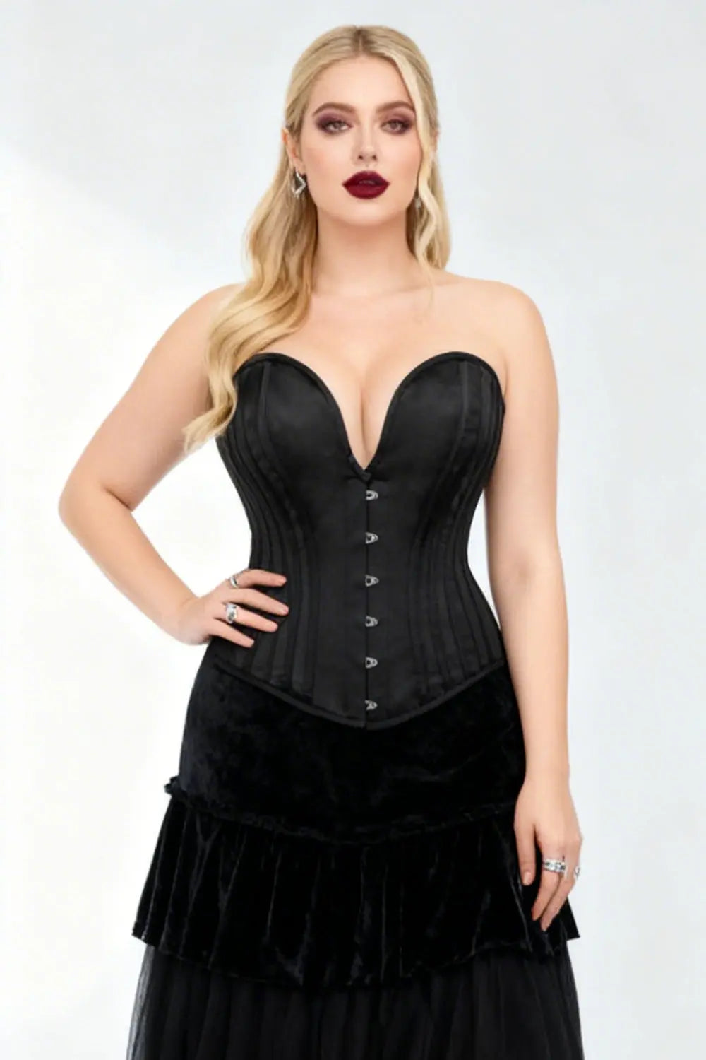 Corset Overbust Marise Black Satin – CWSALE (BC-002)