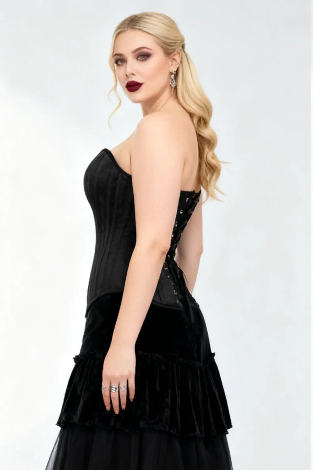Corset Overbust Marise Black Satin – CWSALE (BC-002)