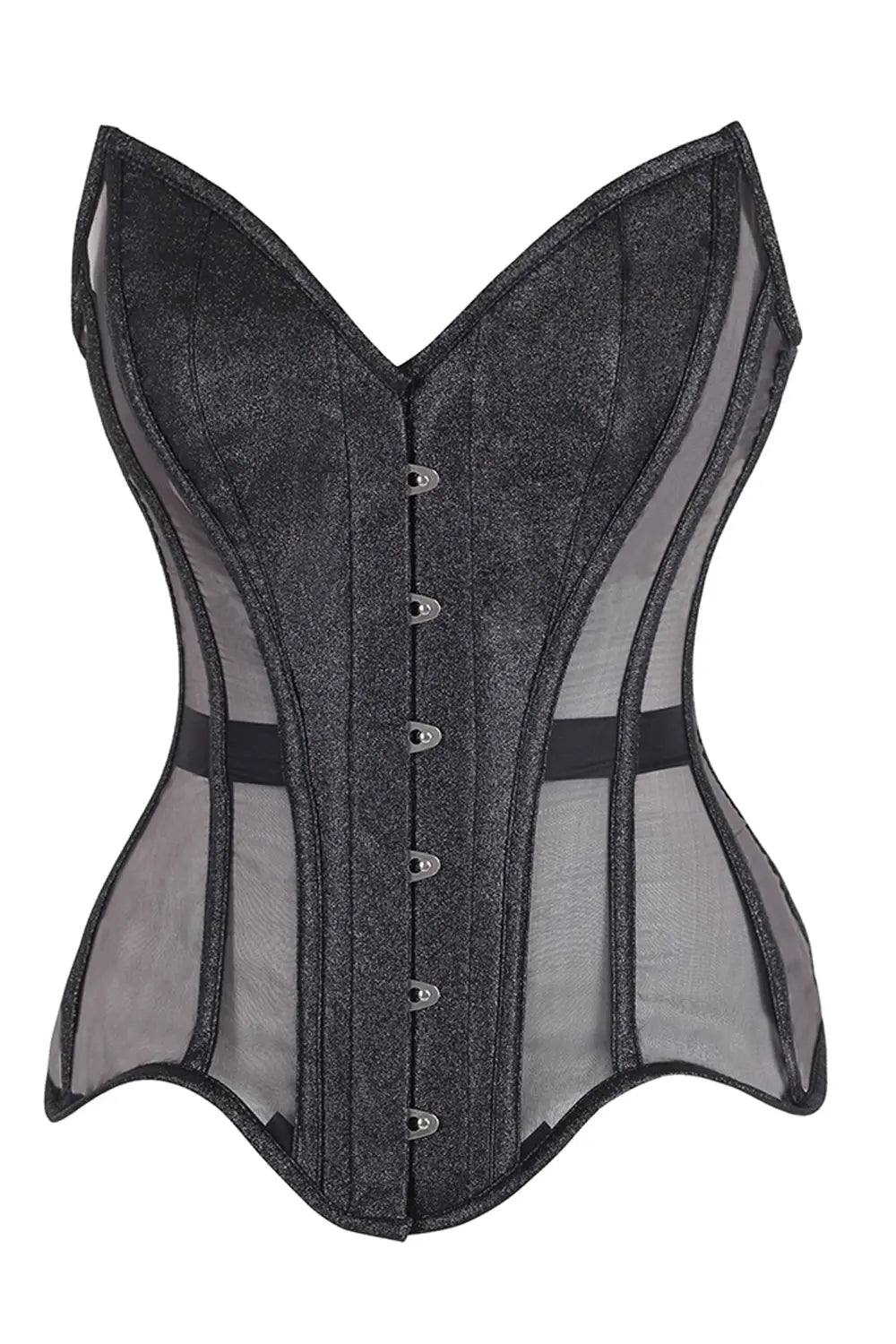Corset Sachi Glitter cu Plasă Mesh Overbust