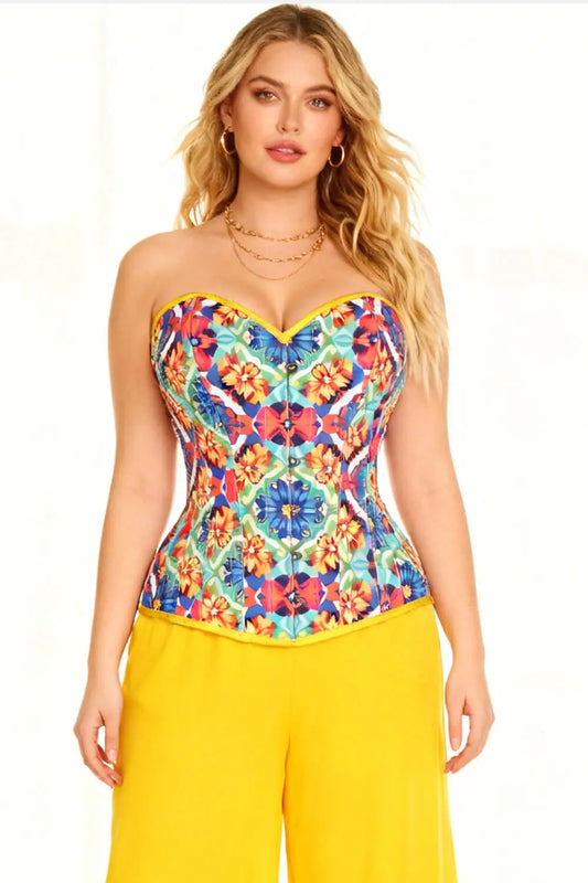 Corset Overbust Scottie Geometric Floral – Luxenoir (BC-2587)