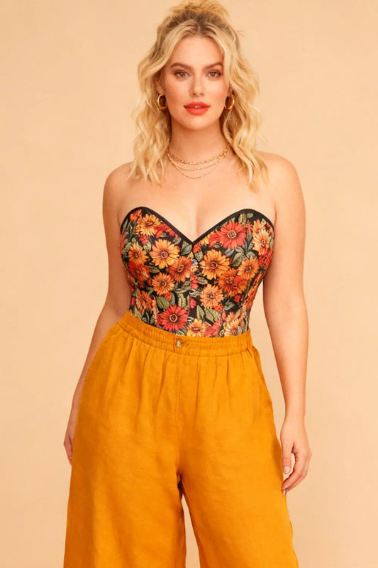 Corset Hailee Sunflower Overbust  – Floral Elegant