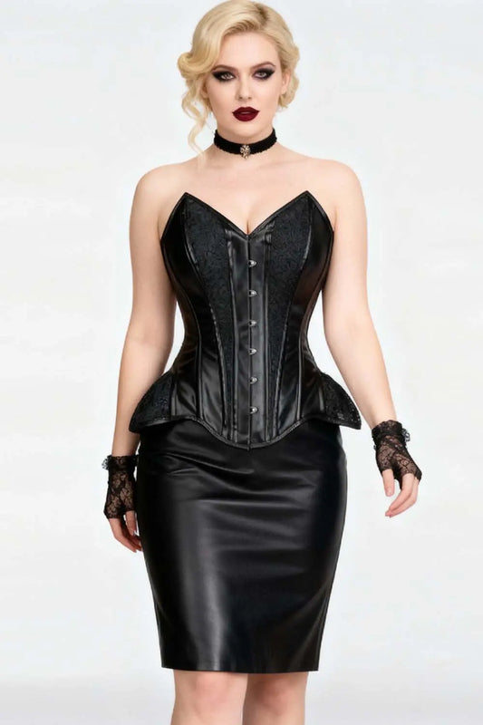 Corset Talene Overbust Negru cu Hip Gores – stil gotic și siluetă sculptată