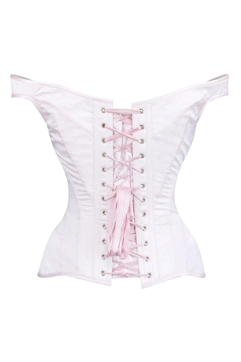 Corset Brittanni Overbust din satin roz cu bretele – feminitate delicată și susținere elegantă