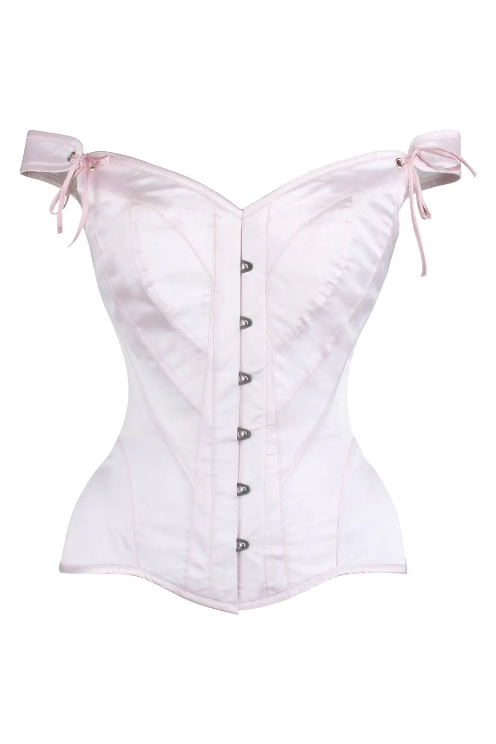 Corset Brittanni Overbust din satin roz cu bretele – feminitate delicată și susținere elegantă
