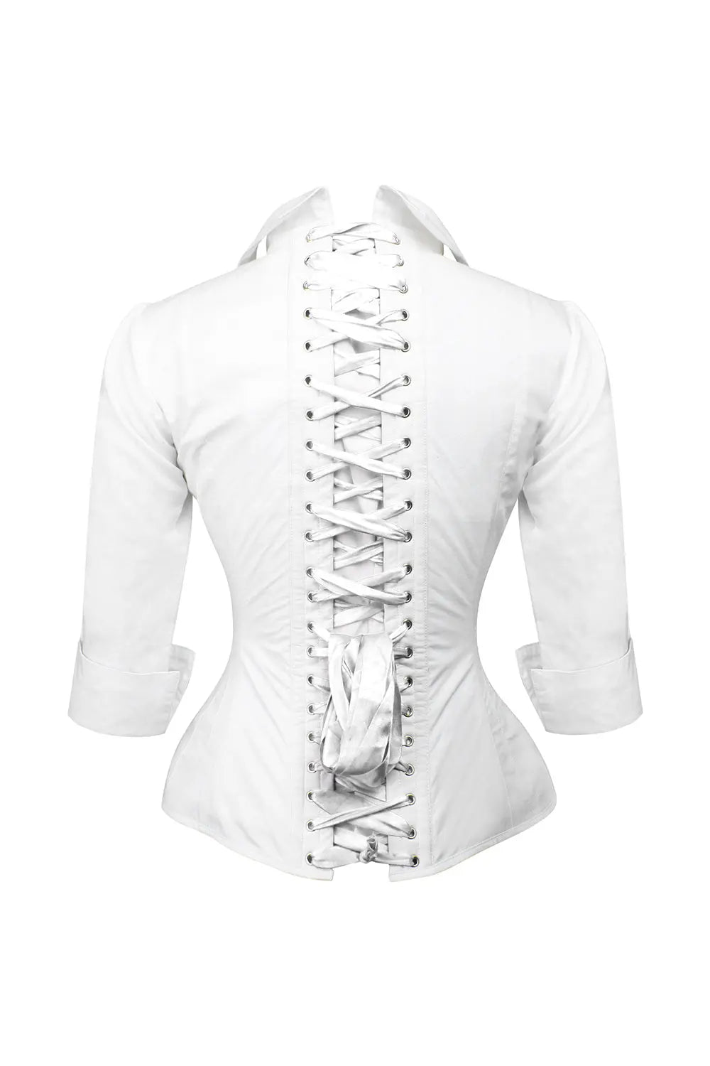 Corset tip cămașă Shirlene Overbust alb din bumbac – eleganță modernă și confort zilnic
