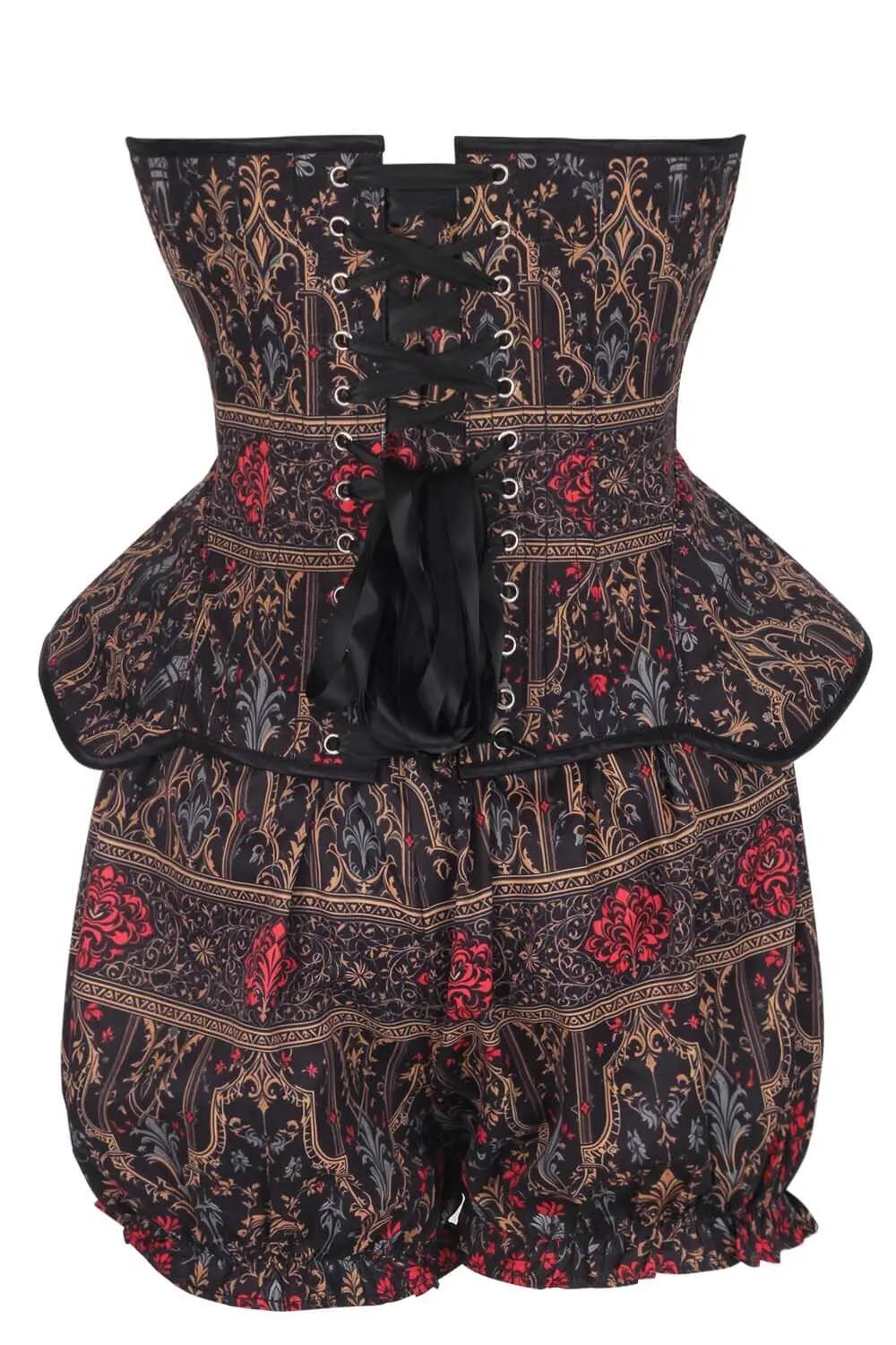 Telisha Gothic Baroque Rose Corset și Pantaloni Scurți Bufanți Set