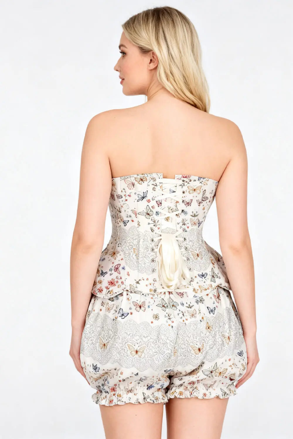 Branda Butterfly Garden Underbust Corset și Pantaloni Scurți Bufanți Set