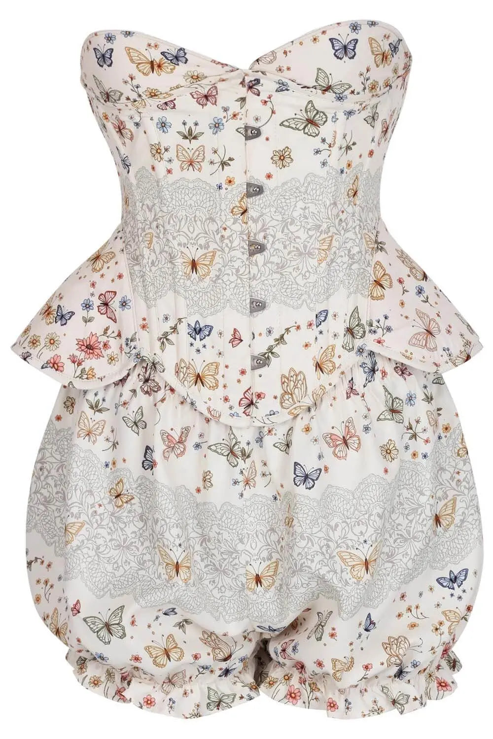 Branda Butterfly Garden Underbust Corset și Pantaloni Scurți Bufanți Set