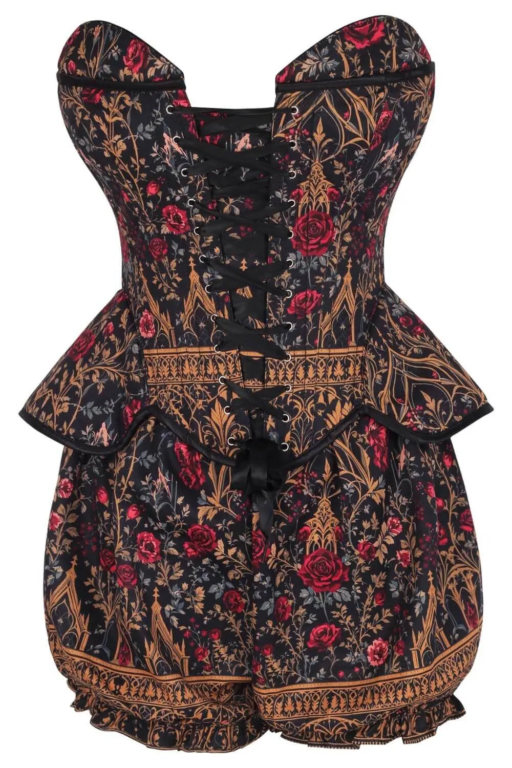 Lovella Gothic Rose Garden Corset și Pantaloni Scurți Bufanți Set