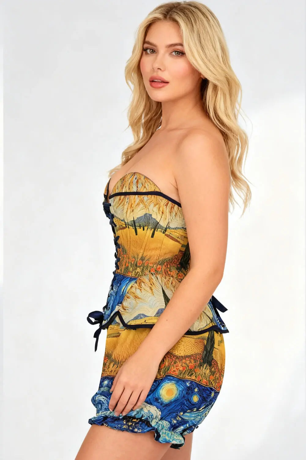 Kaylan Wheatfield Corset și Pantaloni Scurți Bufanți Set